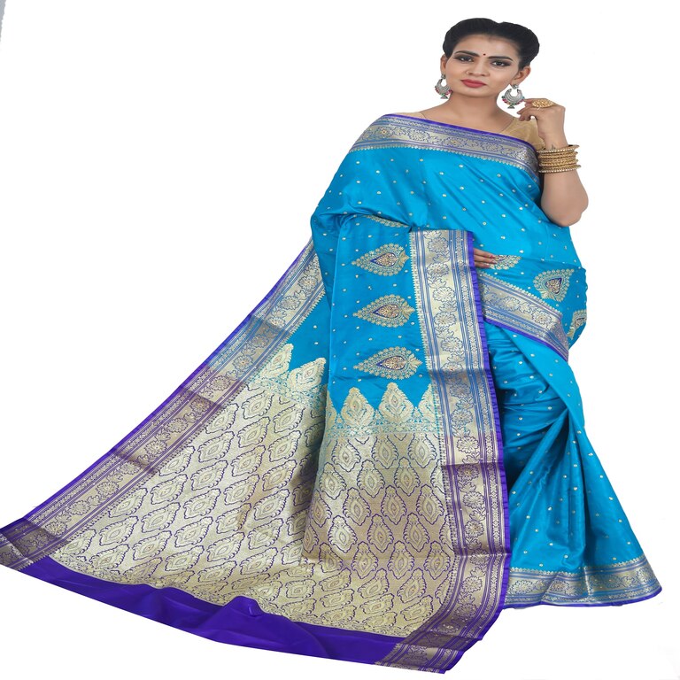 Kamila Creation Embroidered Banarasi Silk Blend Saree